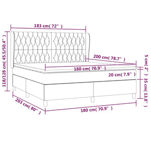 Κρεβάτι Boxspring με Στρώμα Σκούρο Πράσινο 180x200εκ. Βελούδινο