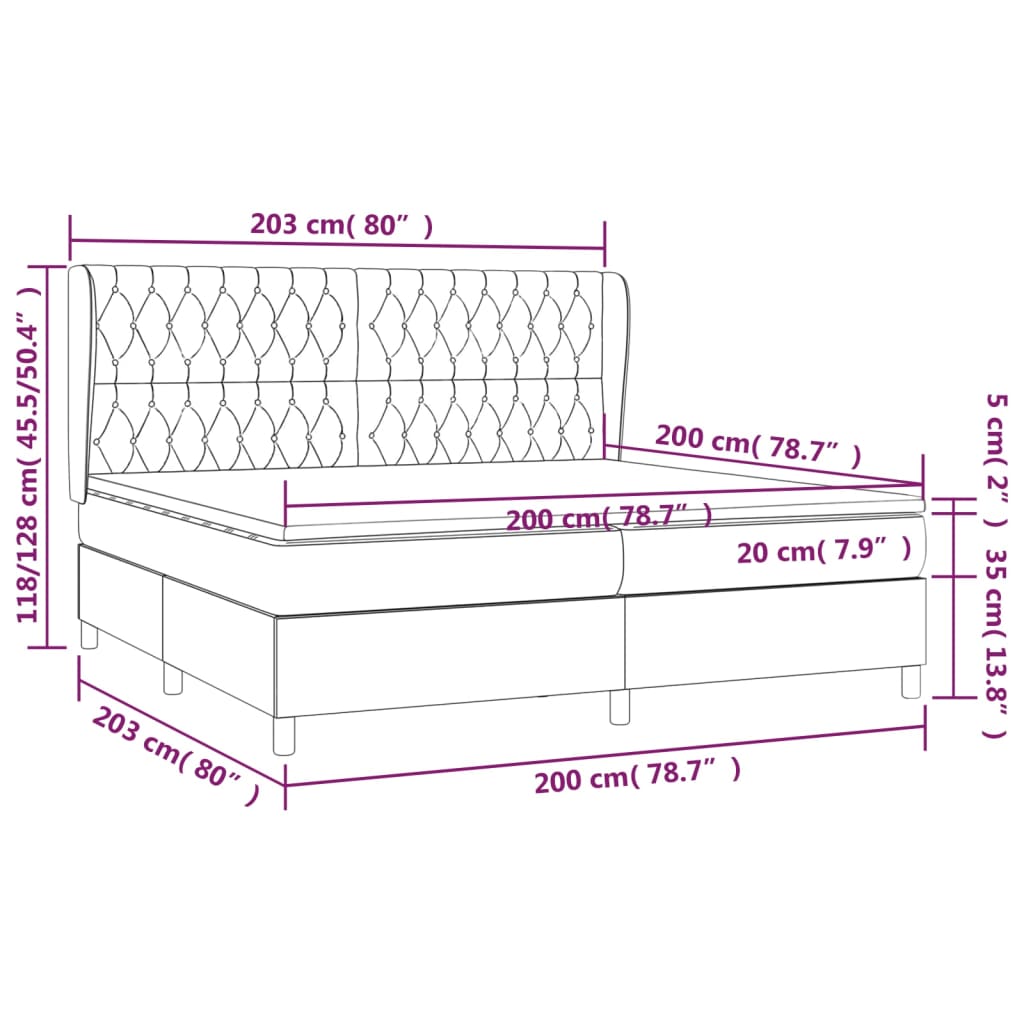 Κρεβάτι Boxspring με Στρώμα Σκούρο Γκρι 200x200 εκ. Βελούδινο - Pakobazaar