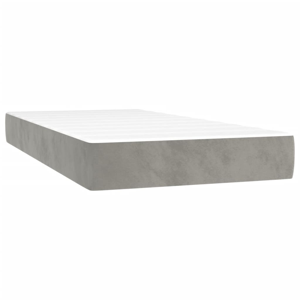 Κρεβάτι Boxspring με Στρώμα Ανοιχτό Γκρι 90x190 εκ. Βελούδινο