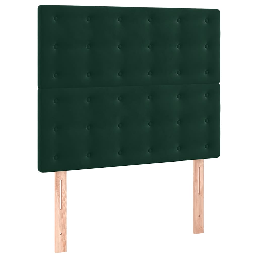 Κρεβάτι Boxspring με Στρώμα Σκούρο Πράσινο 90x190 εκ. Βελούδινο - Pakobazaar