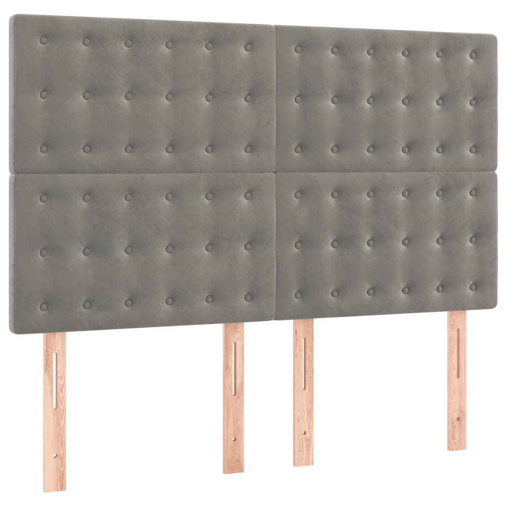 Κρεβάτι Boxspring με Στρώμα Ανοιχτό Γκρι 140x190 εκ. Βελούδινο - Pakobazaar