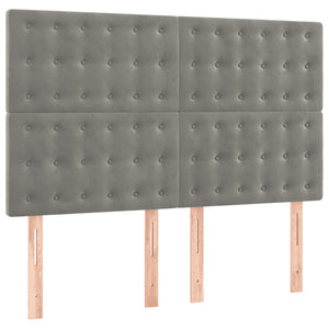 Κρεβάτι Boxspring με Στρώμα Ανοιχτό Γκρι 140x190 εκ. Βελούδινο - Pakobazaar
