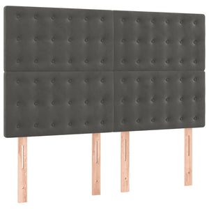 Κρεβάτι Boxspring με Στρώμα Σκούρο Γκρι 140x190 εκ. Βελούδινο