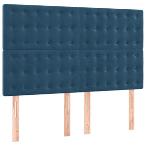 Κρεβάτι Boxspring με Στρώμα Σκούρο Μπλε 140x190 εκ. Βελούδινο - Pakobazaar