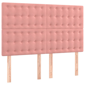 Κρεβάτι Boxspring με Στρώμα Ροζ 140x190 εκ. Βελούδινο