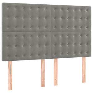 Κρεβάτι Boxspring με Στρώμα Ανοιχτό Γκρι 140x200 εκ. Βελούδινο