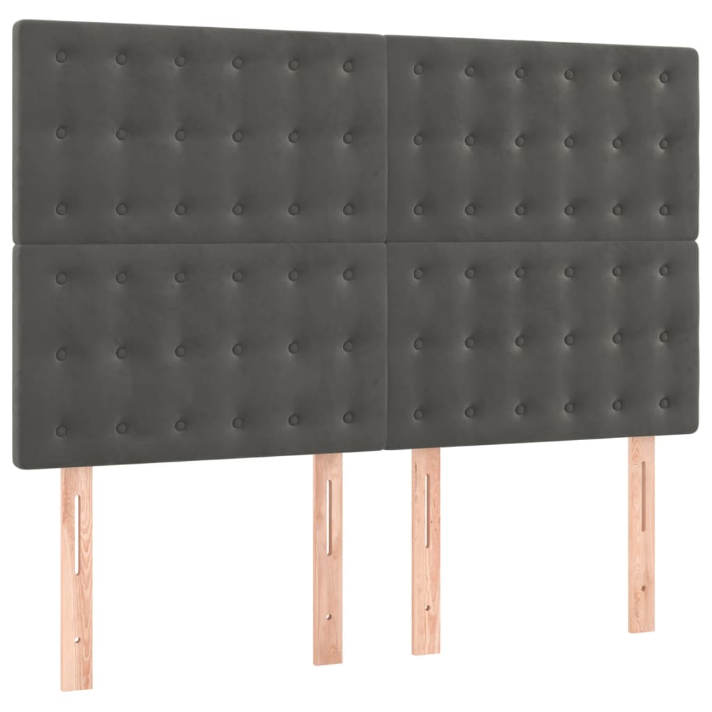 Κρεβάτι Boxspring με Στρώμα Σκούρο Γκρι 140x200 εκ. Βελούδινο