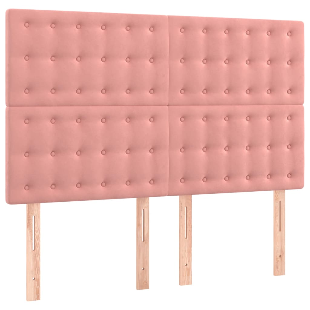 Κρεβάτι Boxspring με Στρώμα Ροζ 140x200 εκ. Βελούδινο