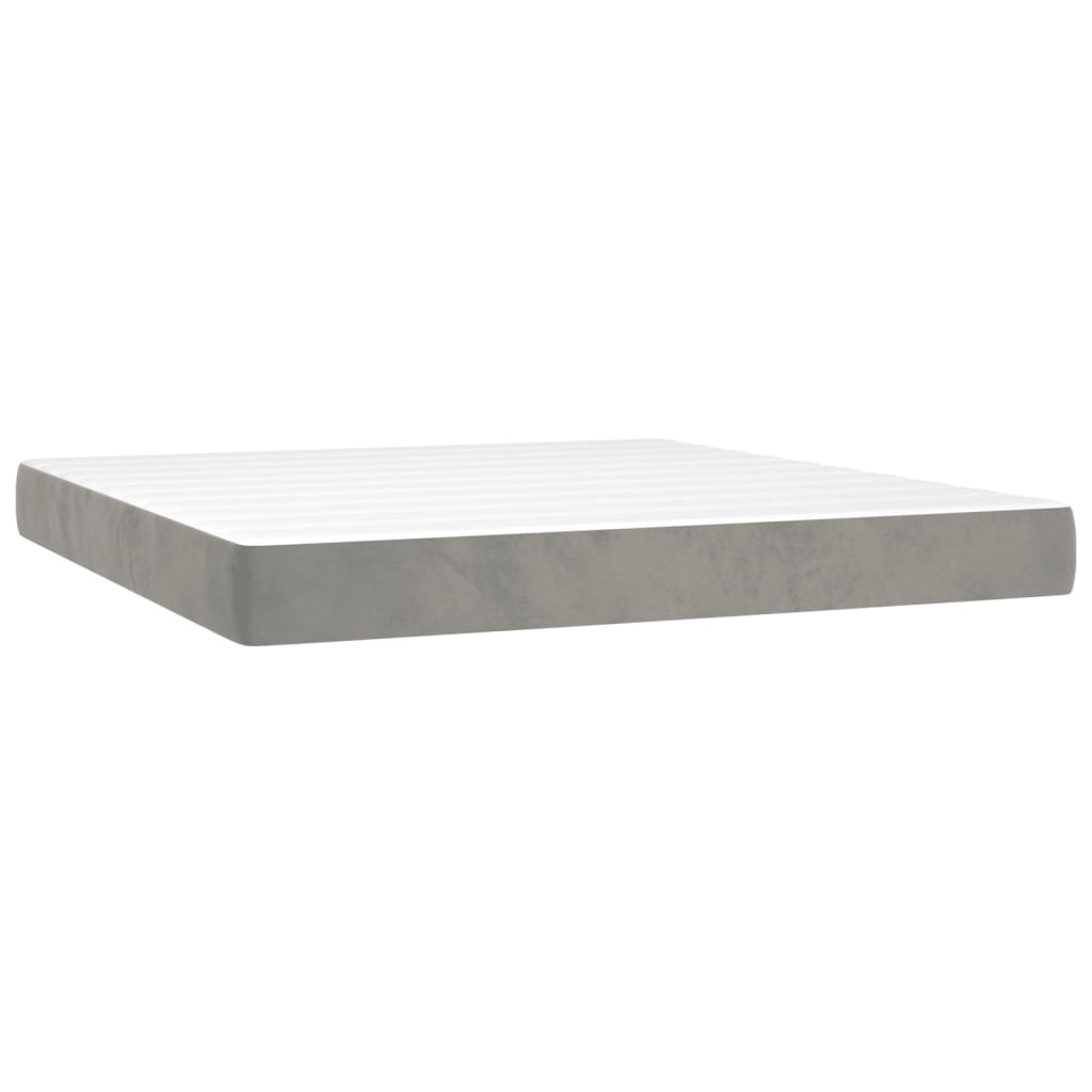 Κρεβάτι Boxspring με Στρώμα Ανοιχτό Γκρι 160x200 εκ. Βελούδινο