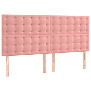 Κρεβάτι Boxspring με Στρώμα Ροζ 160x200 εκ. Βελούδινο