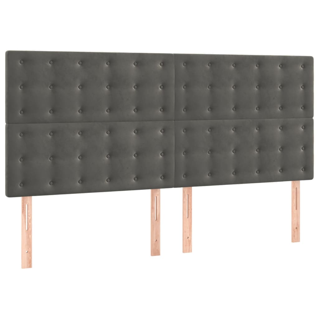 Κρεβάτι Boxspring με Στρώμα Σκούρο Γκρι 200x200 εκ. Βελούδινο - Pakobazaar