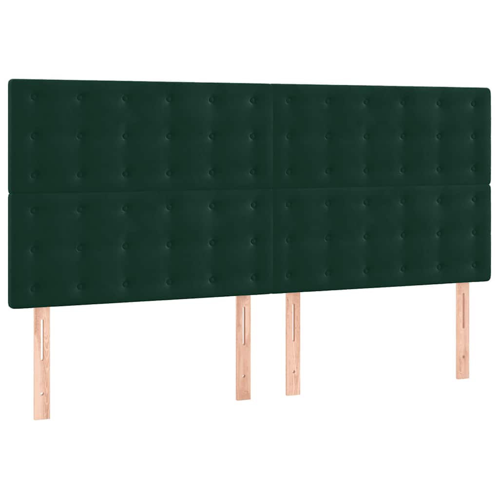 Κρεβάτι Boxspring με Στρώμα Σκούρο Πράσινο 200x200εκ. Βελούδινο