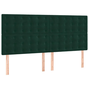 Κρεβάτι Boxspring με Στρώμα Σκούρο Πράσινο 200x200εκ. Βελούδινο