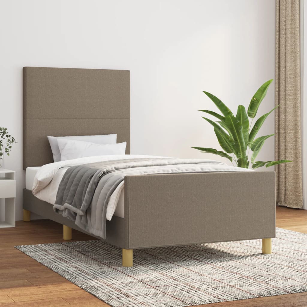 Σκελετός Κρεβατιού Χωρίς Στρώμα Taupe 100 x 200 εκ. Υφασμάτινο - Pakobazaar