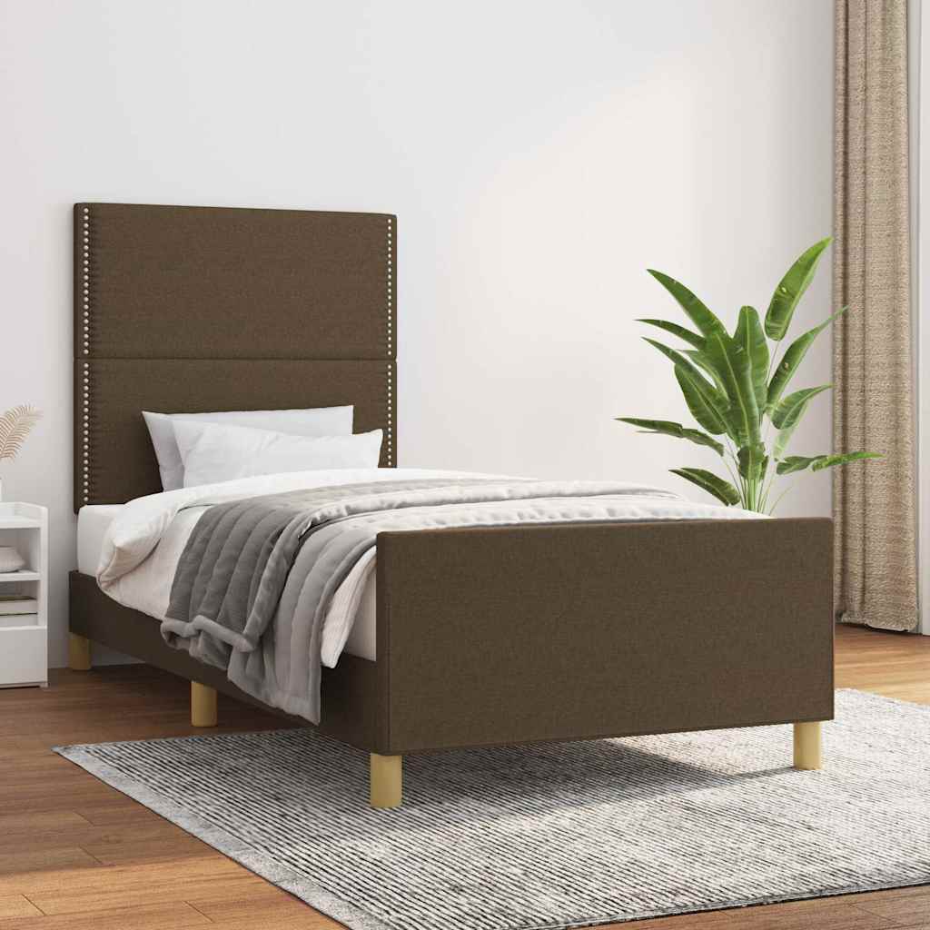 Σκελετός Κρεβατιού Χωρίς Στρώμα Σκ. Καφέ 100x200 εκ. Υφασμάτινο