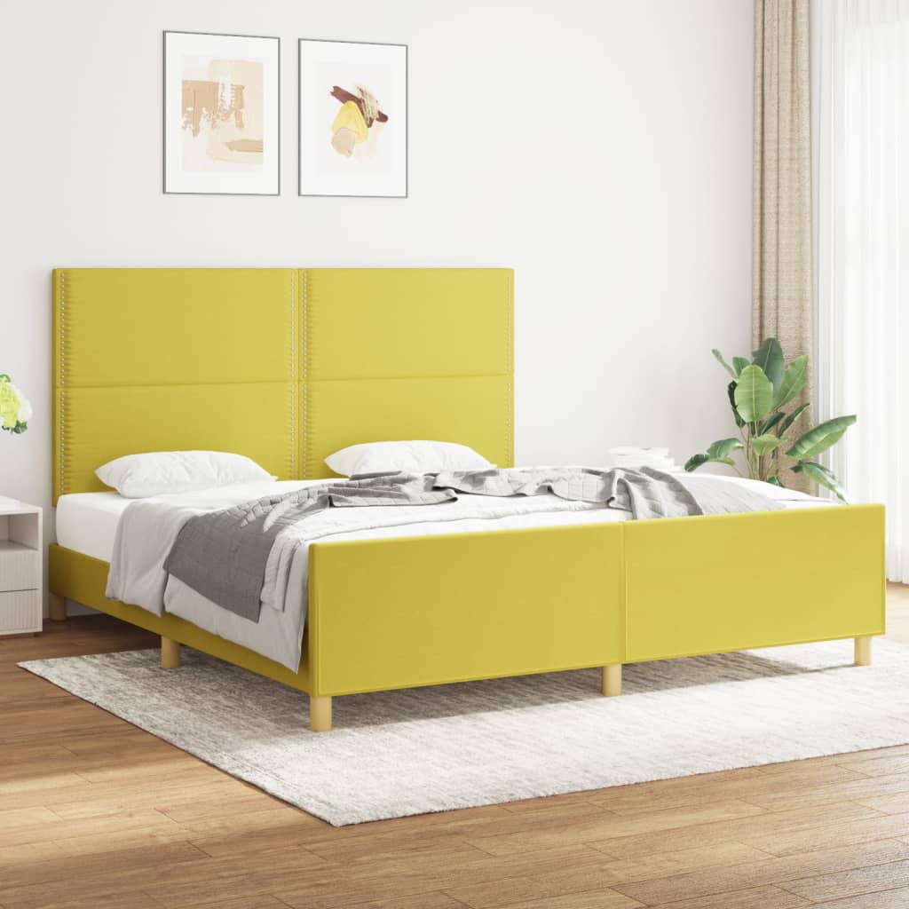 Σκελετός Κρεβατιού Χωρίς Στρώμα Πράσινο 180x200 εκ. Υφασμάτινο - Pakobazaar