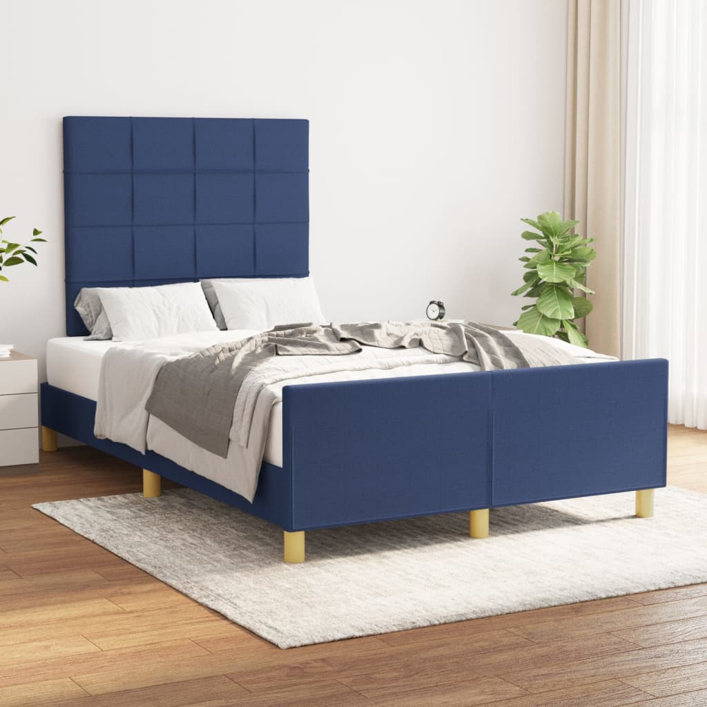 Πλαίσιο κρεβατιού χωρίς στρώμα μπλε 120x200cm ύφασμα