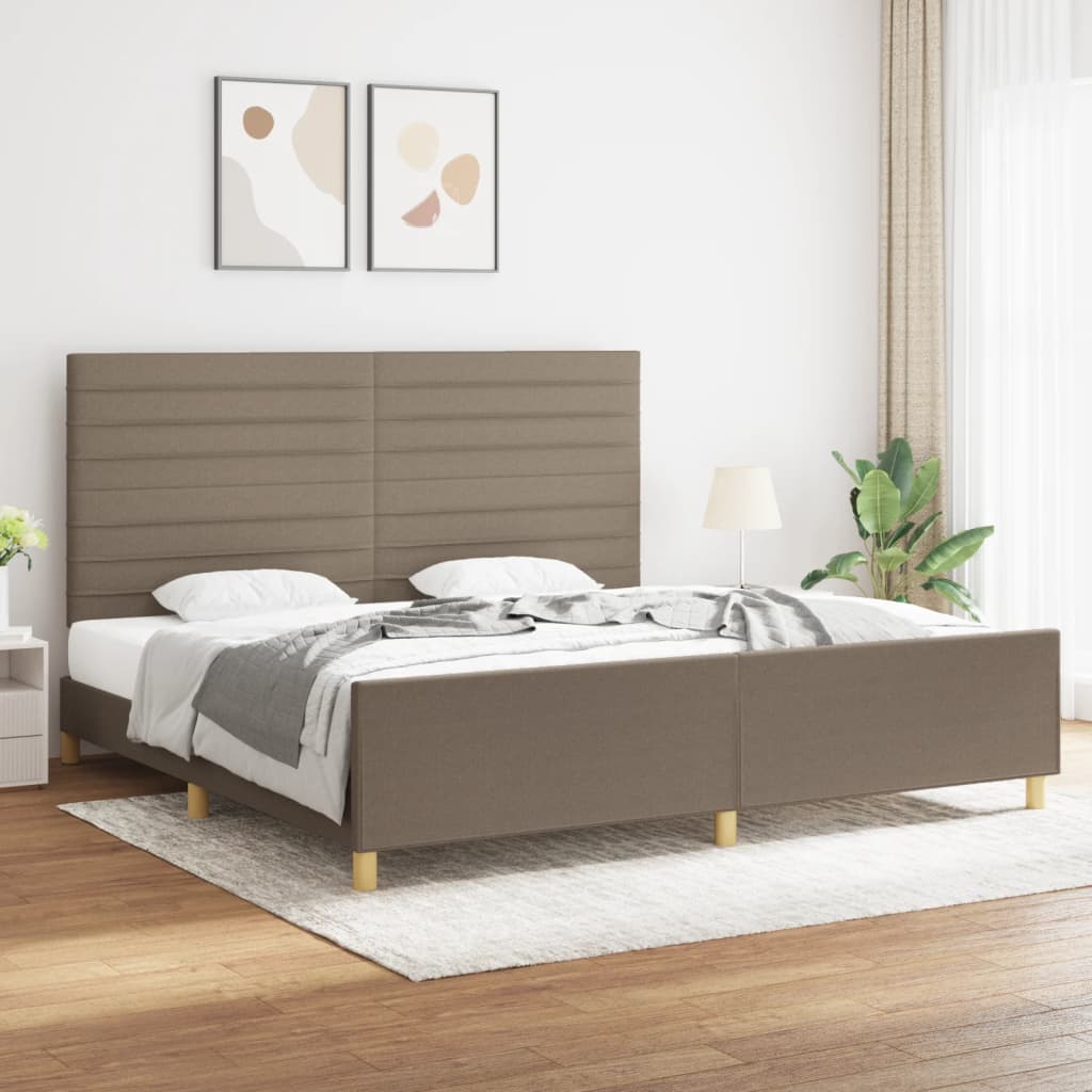 Σκελετός Κρεβατιού Χωρίς Στρώμα Taupe 200x200 εκ.Υφασμάτινο - Pakobazaar