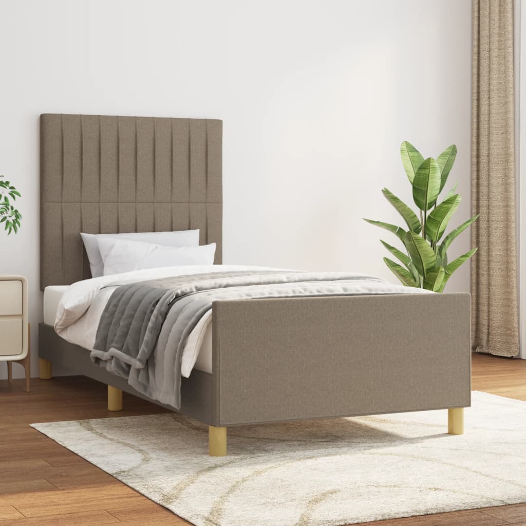 Σκελετός Κρεβατιού Χωρίς Στρώμα Taupe 90x200 εκ. Υφασμάτινο