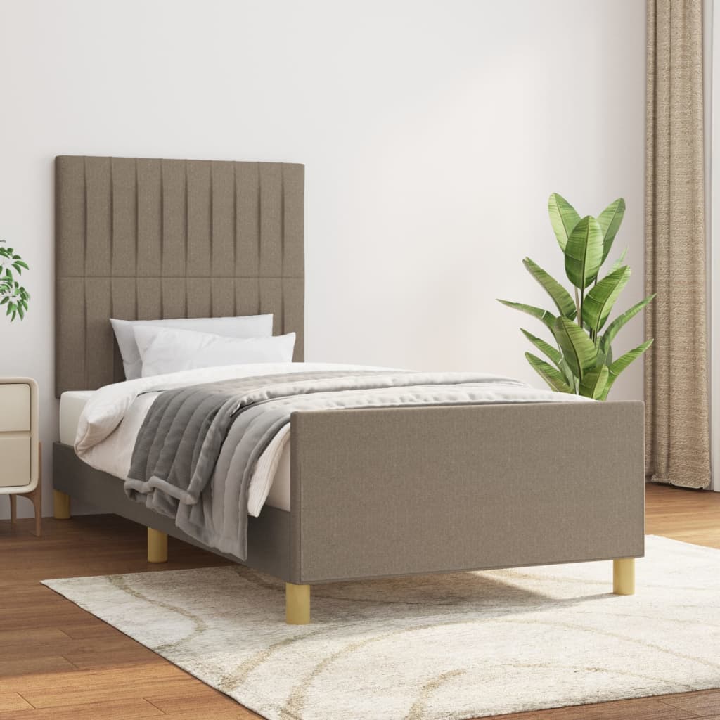 Σκελετός Κρεβατιού Χωρίς Στρώμα Taupe 100 x 200 εκ. Υφασμάτινο - Pakobazaar
