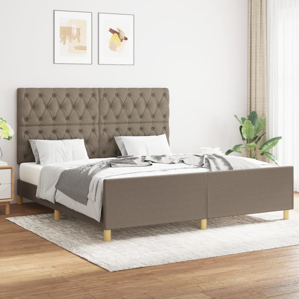 Σκελετός Κρεβατιού Χωρίς Στρώμα Taupe 160x200 εκ. Υφασμάτινο - Pakobazaar