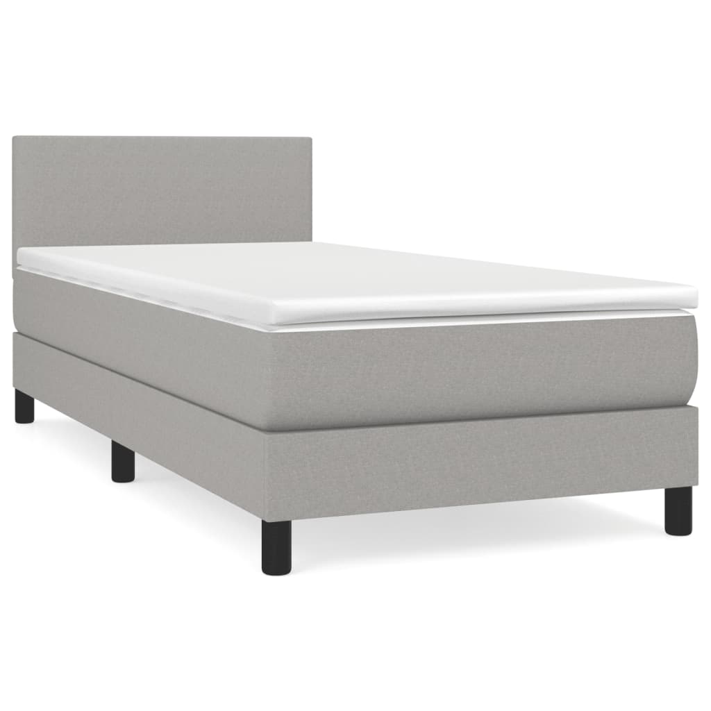 Κρεβάτι Boxspring με Στρώμα Ανοιχτό Γκρι 80x200 εκ. Υφασμάτινο