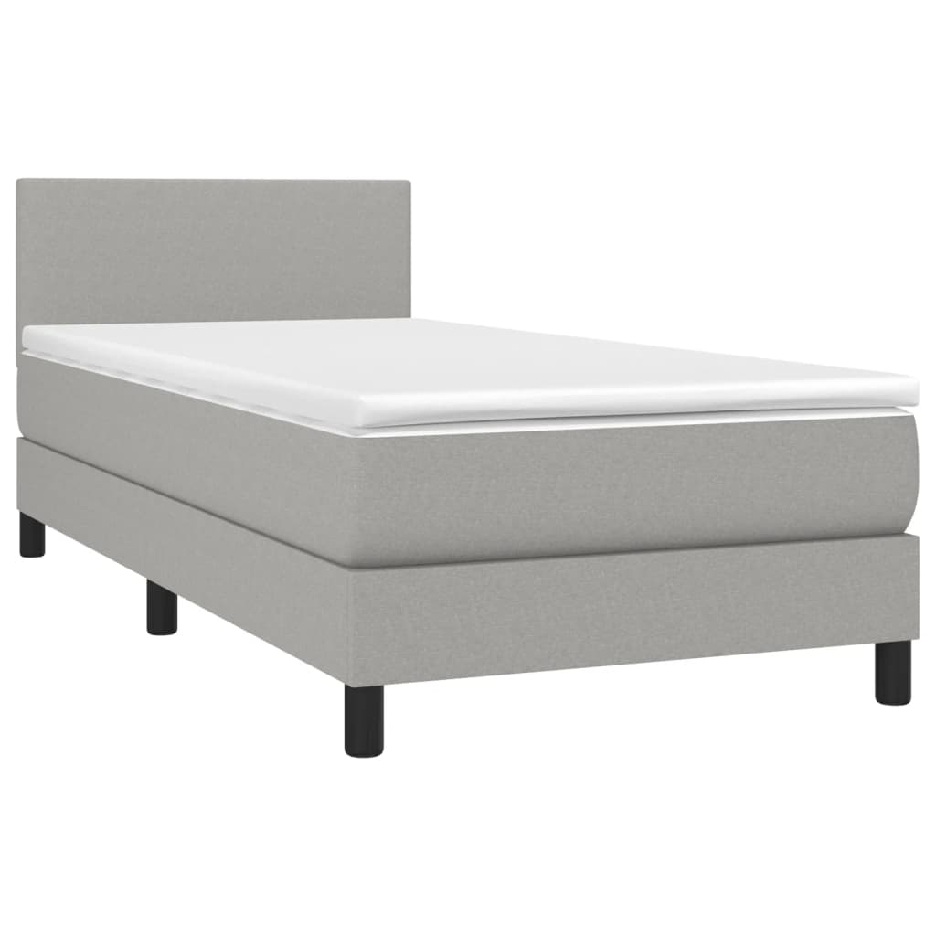 Κρεβάτι Boxspring με Στρώμα Ανοιχτό Γκρι 80x200 εκ. Υφασμάτινο