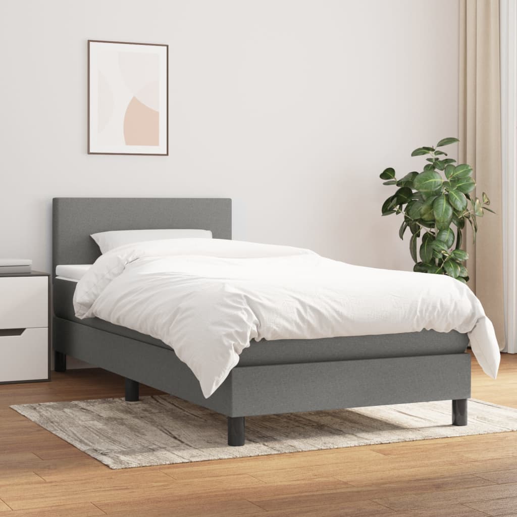 Κρεβάτι Boxspring με Στρώμα Σκούρο Γκρι 80x200 εκ. Υφασμάτινο - Pakobazaar