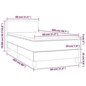 Κρεβάτι Boxspring με Στρώμα Μπλε 80x200 εκ. Υφασμάτινο