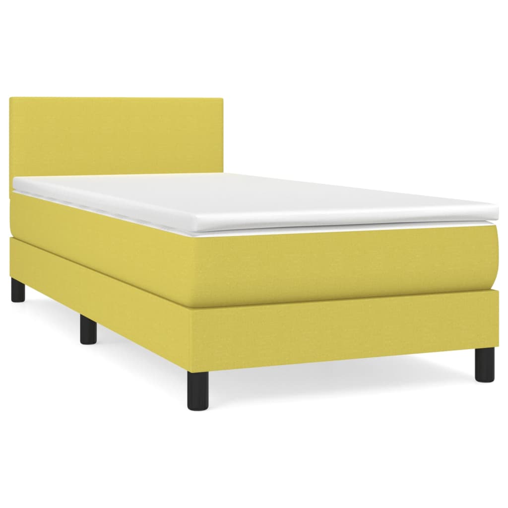 Κρεβάτι Boxspring με Στρώμα Πράσινο 90x190 εκ.Υφασμάτινο - Pakobazaar