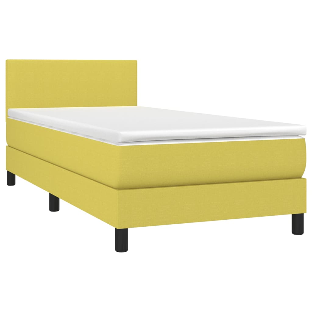 Κρεβάτι Boxspring με Στρώμα Πράσινο 90x200 εκ. Υφασμάτινο