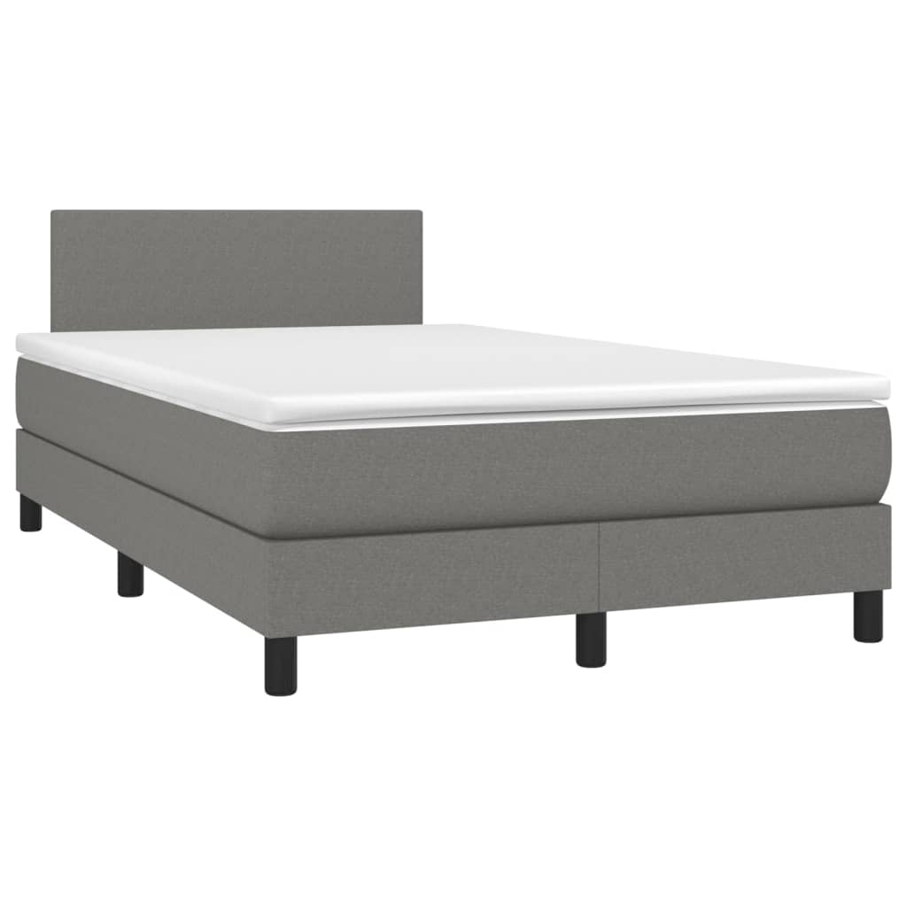 Κρεβάτι Boxspring με Στρώμα Σκούρο Γκρι 120x200 εκ. Υφασμάτινο - Pakobazaar