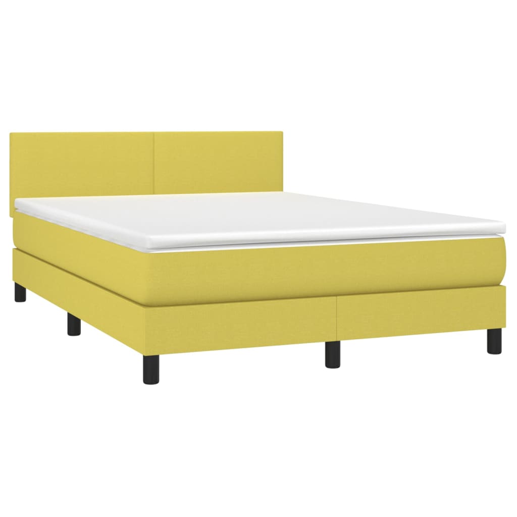 Κρεβάτι Boxspring με Στρώμα Πράσινο 140x190 εκ. Υφασμάτινο