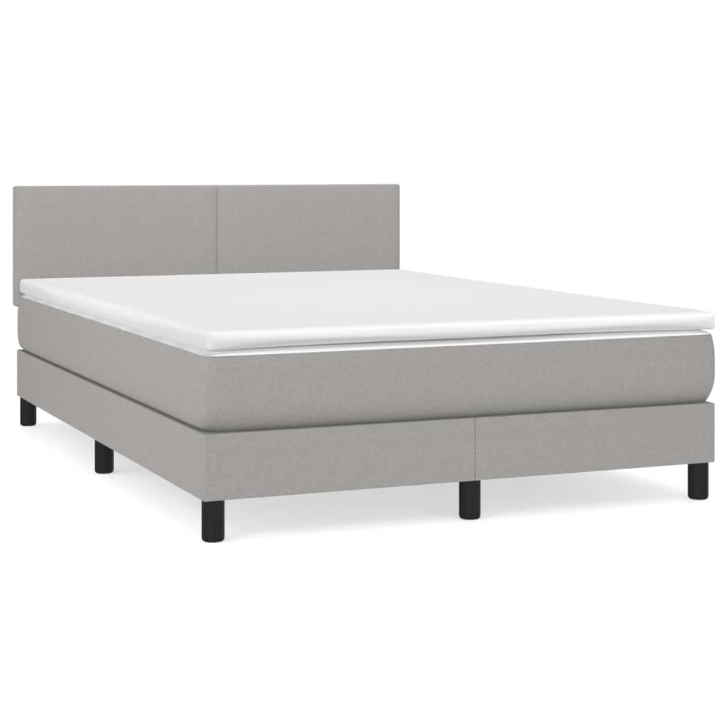 Κρεβάτι Boxspring με Στρώμα Ανοιχτό Γκρι 140x200 εκ. Υφασμάτινο - Pakobazaar