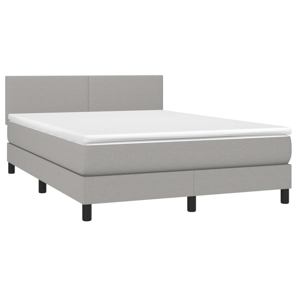 Κρεβάτι Boxspring με Στρώμα Ανοιχτό Γκρι 140x200 εκ. Υφασμάτινο - Pakobazaar