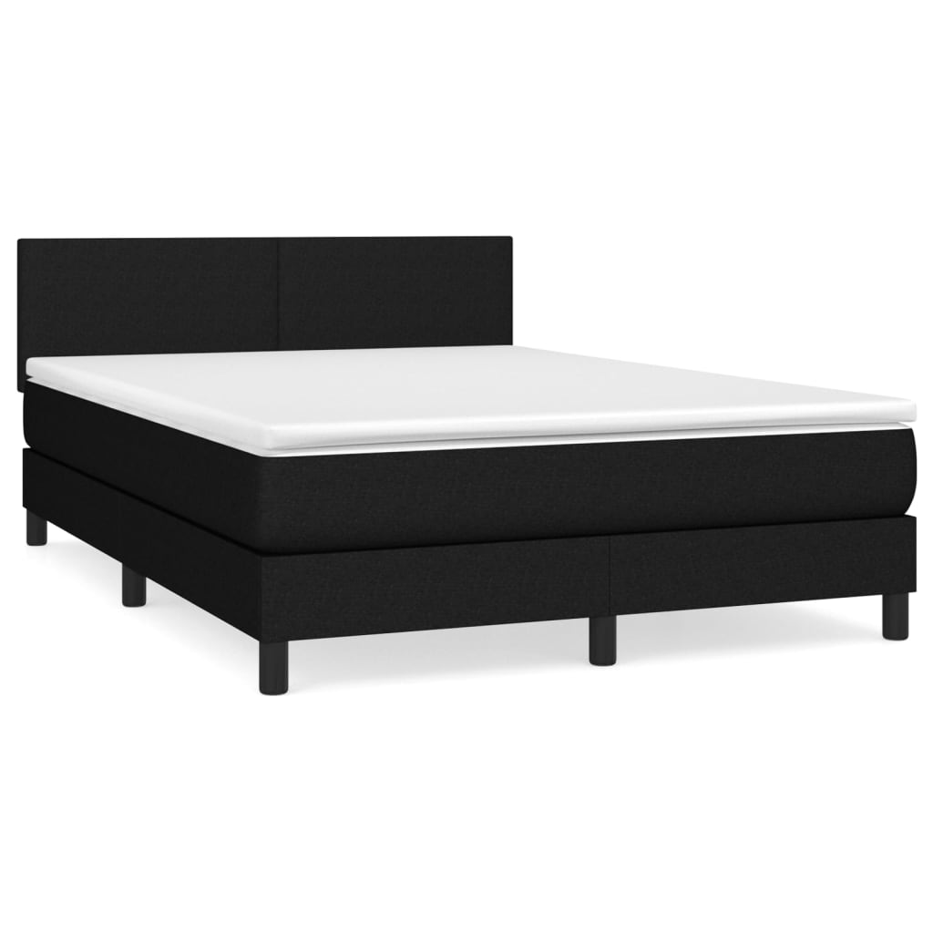 Κρεβάτι Boxspring με Στρώμα Μαύρο 140x200 εκ. Υφασμάτινο