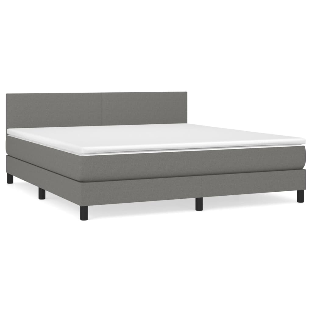 Κρεβάτι Boxspring με Στρώμα Σκούρο Γκρι 160x200 εκ Υφασμάτινο - Pakobazaar