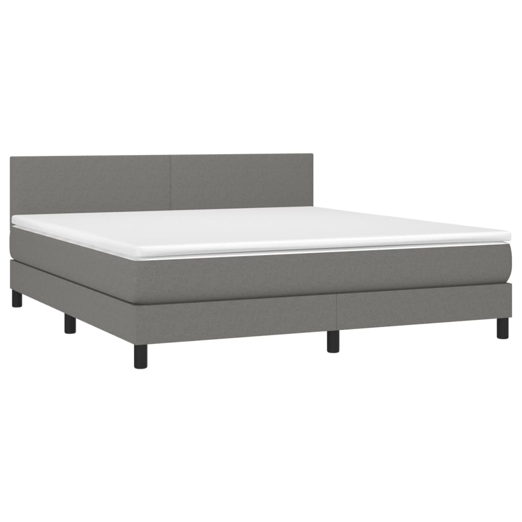 Κρεβάτι Boxspring με Στρώμα Σκούρο Γκρι 160x200 εκ Υφασμάτινο - Pakobazaar