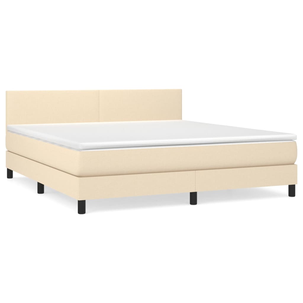 Κρεβάτι Boxspring με Στρώμα Κρεμ 160x200 εκ. Υφασμάτινο