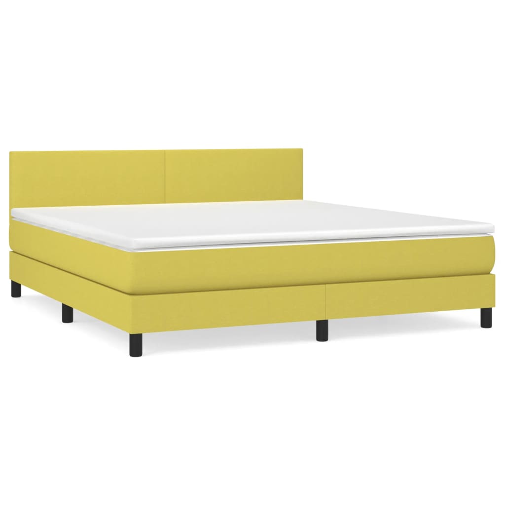 Κρεβάτι Boxspring με Στρώμα Πράσινο 160x200 εκ.Υφασμάτινο - Pakobazaar