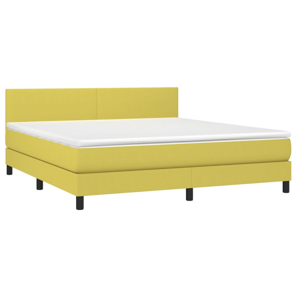 Κρεβάτι Boxspring με Στρώμα Πράσινο 160x200 εκ.Υφασμάτινο - Pakobazaar