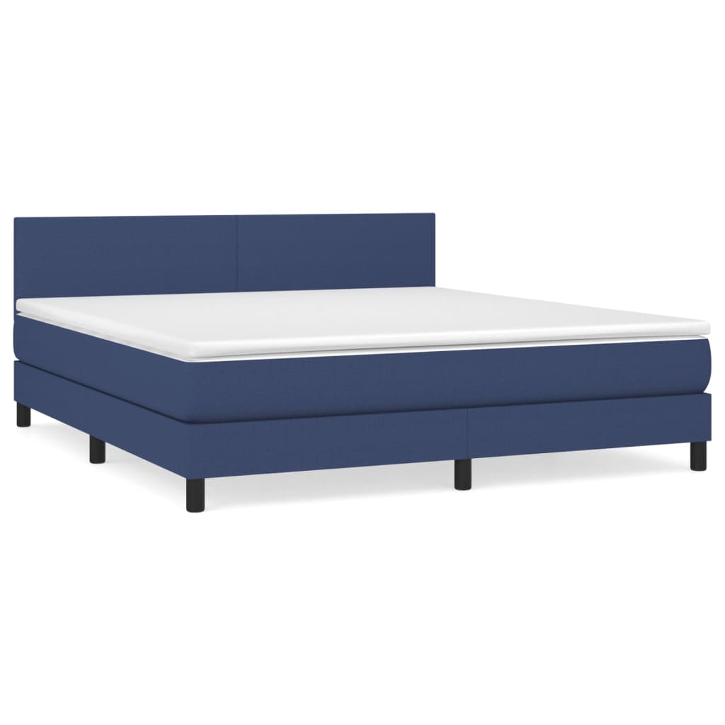 Κρεβάτι Boxspring με Στρώμα Μπλε 180x200 εκ. Υφασμάτινο