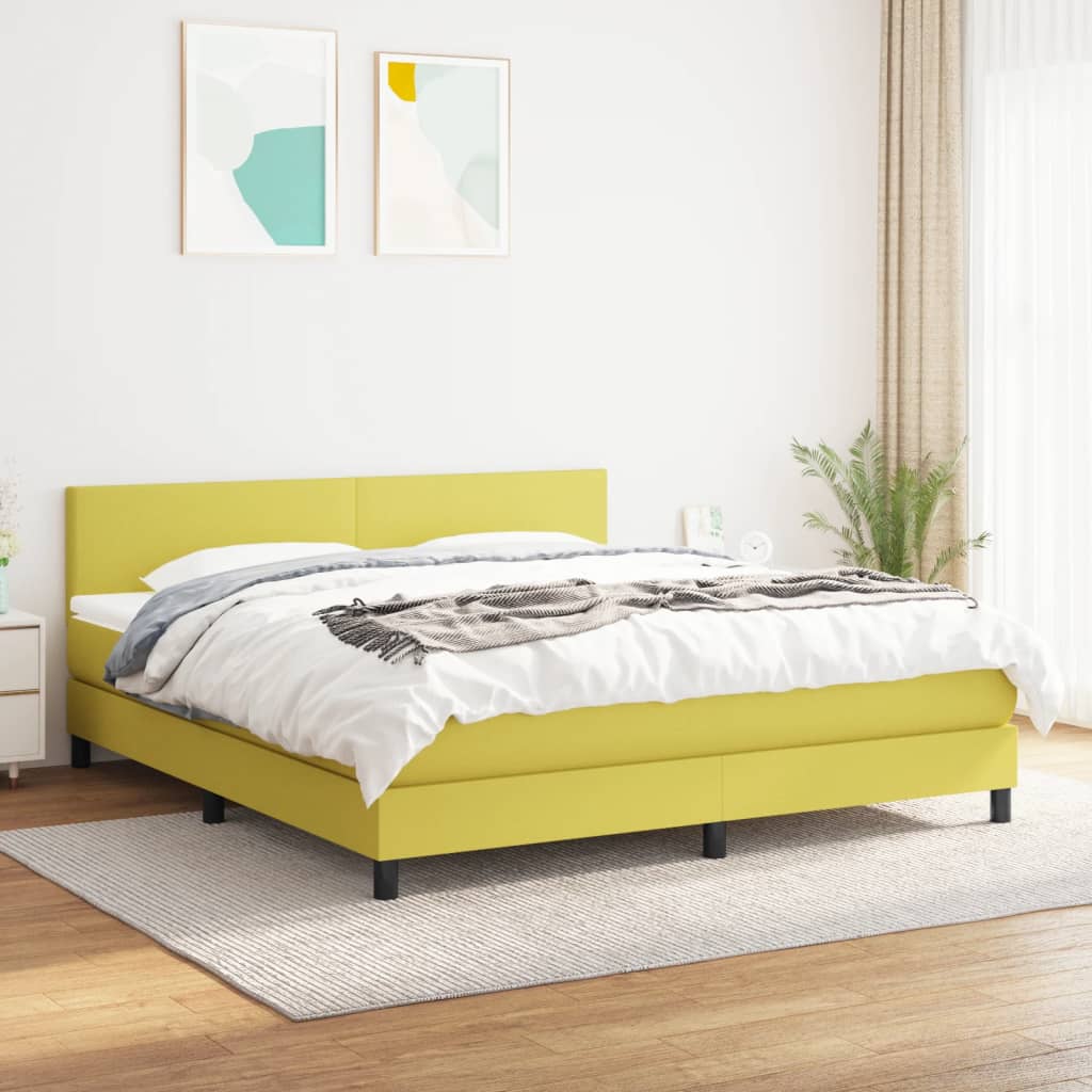 Κρεβάτι Boxspring με Στρώμα Πράσινο 180x200 εκ.Υφασμάτινο