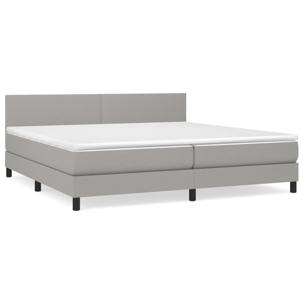 Κρεβάτι Boxspring με Στρώμα Ανοιχτό Γκρι 200x200 εκ. Υφασμάτινο - Pakobazaar