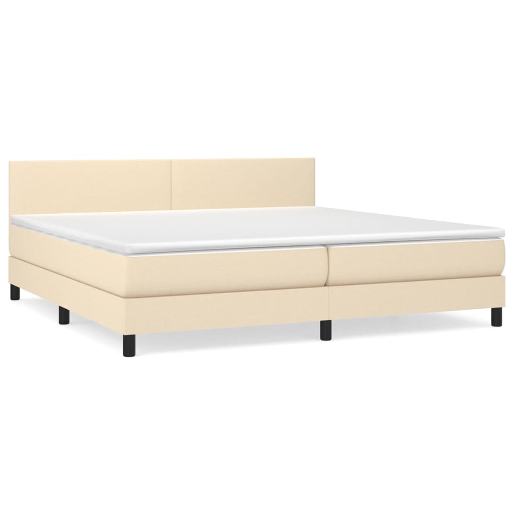 Κρεβάτι Boxspring με Στρώμα Κρεμ 200x200 εκ. Υφασμάτινο