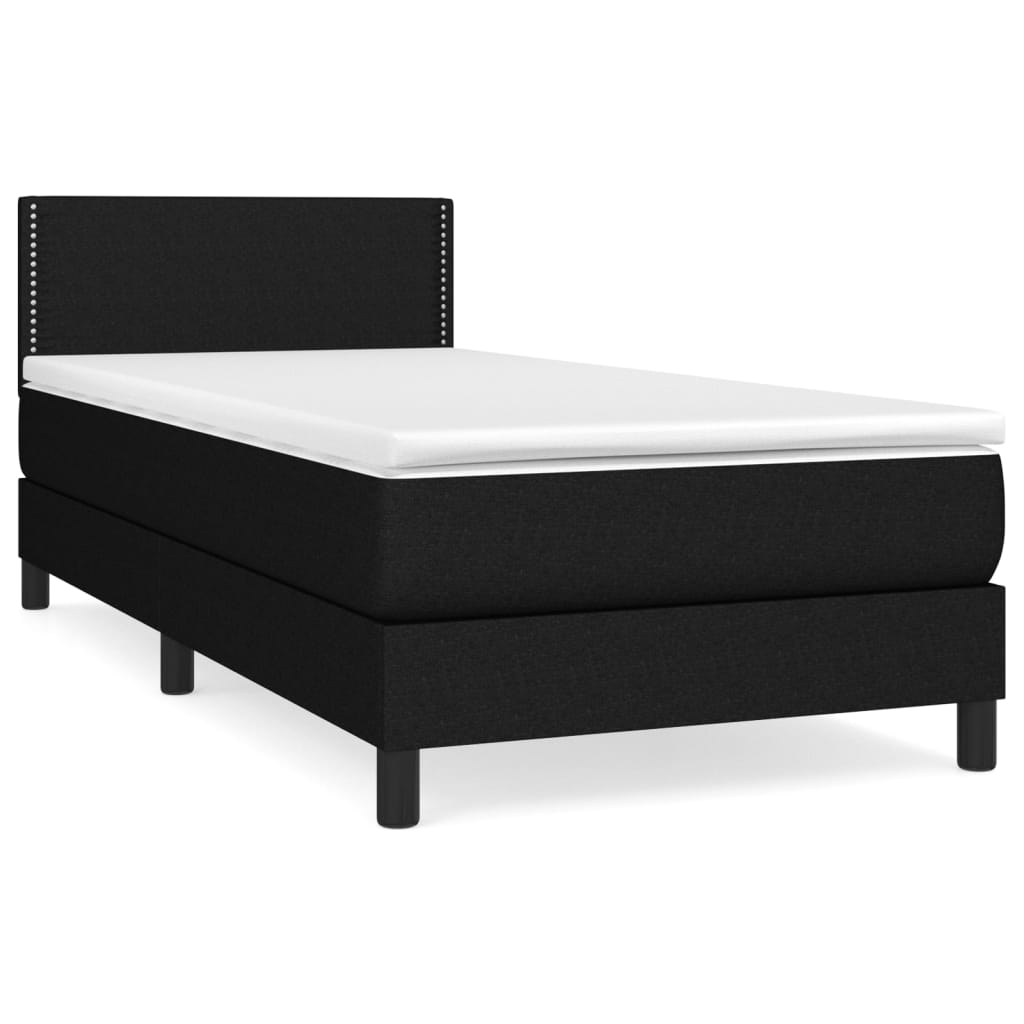 Κρεβάτι Boxspring με Στρώμα Μαύρο 90x190 εκ.Υφασμάτινο