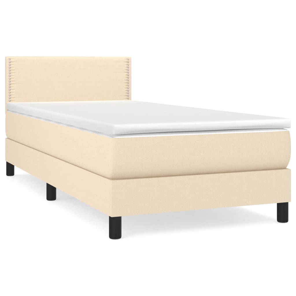 Κρεβάτι Boxspring με Στρώμα Κρεμ 90x190 εκ.Υφασμάτινο