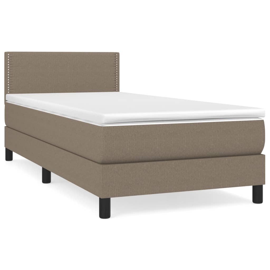 Κρεβάτι Boxspring με Στρώμα Taupe 100 x 200 εκ. Υφασμάτινο