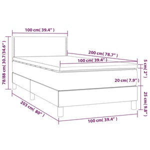 Κρεβάτι Boxspring με Στρώμα Taupe 100 x 200 εκ. Υφασμάτινο