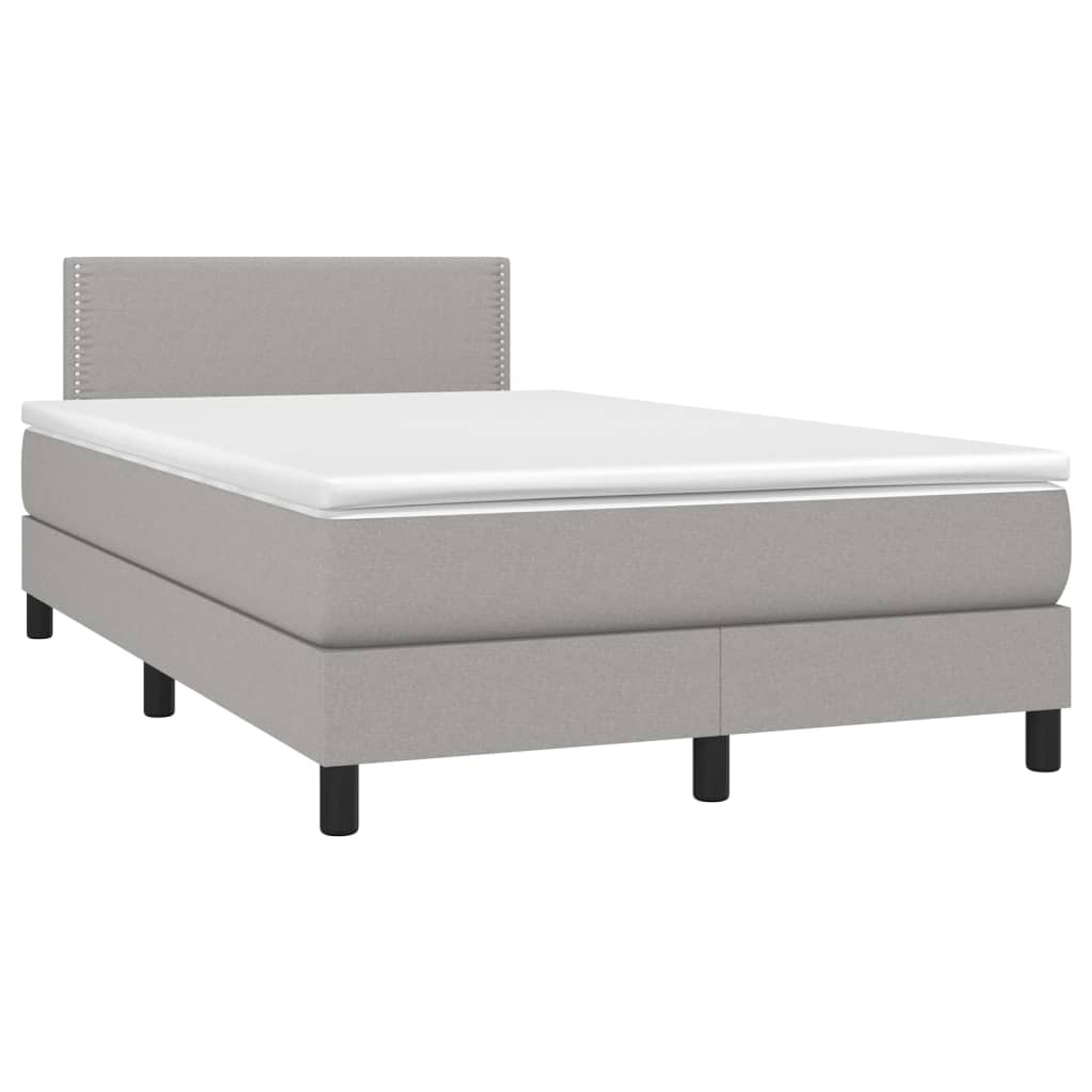Κρεβάτι Boxspring με Στρώμα Ανοιχτό Γκρι 120x200 εκ. Υφασμάτινο